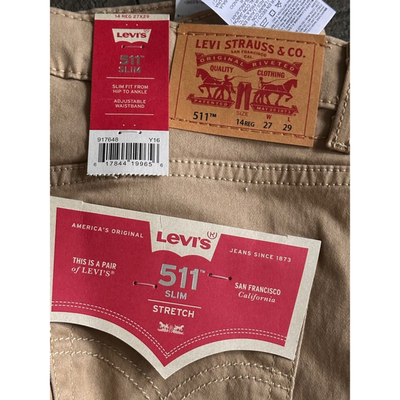 Boys Levi's 511 Slim Fit Khaki Pants Size 14 Regular - Picture 4 of 4